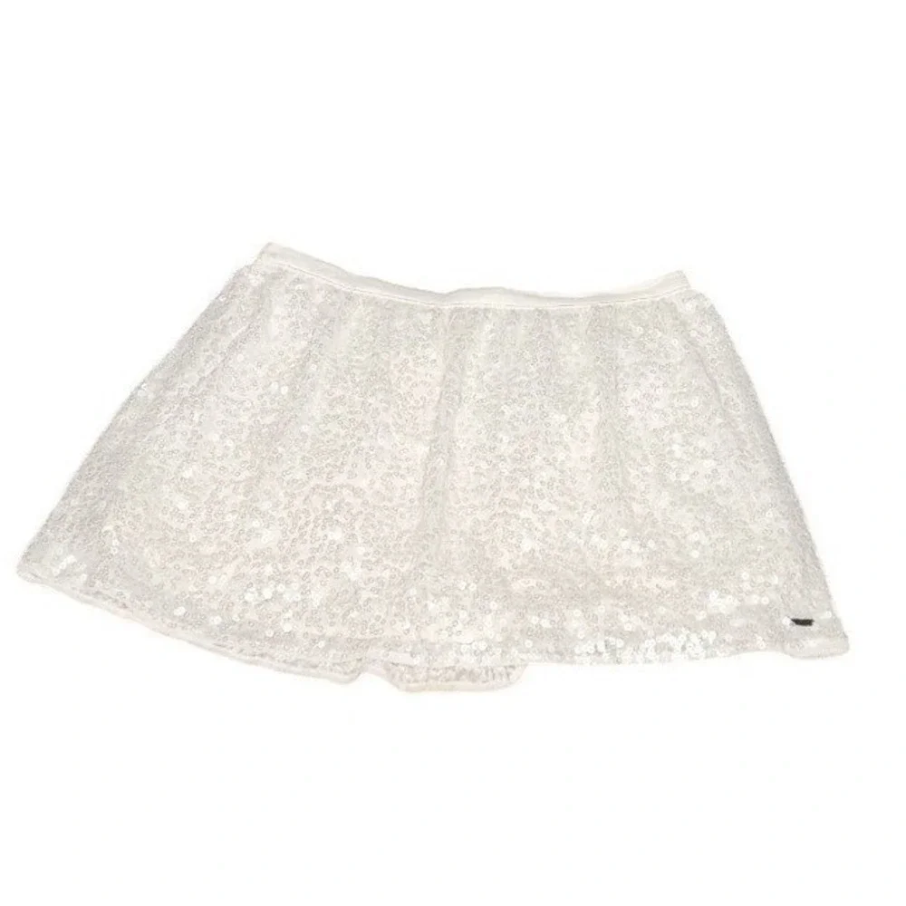 Hollister White Sequin Mini Skirt | Size M | Y2K Party Glam